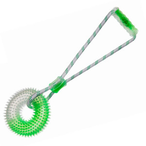 JK suņu rotaļlieta TPR Virve ar riņķi un rokturi Green 40cm